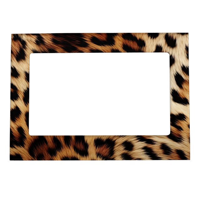 Brown Cream Leopard Animal Wedding Magnetic Frame (Front)