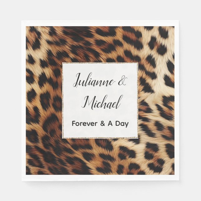 Brown Cream Leopard Animal Wedding Napkins (Front)