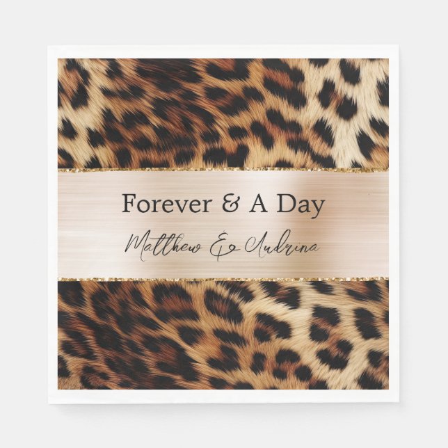 Brown Cream Leopard Animal Wedding Napkins (Front)