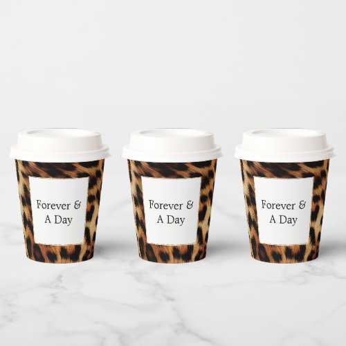 Brown Cream Leopard Animal Wedding Paper Cups