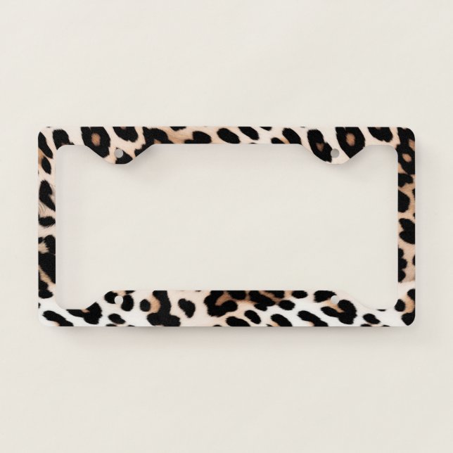 Brown Cream Leopard  License Plate Frame (Front)