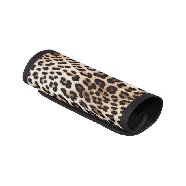 Brown Cream Leopard  Luggage Handle Wrap (Angled)