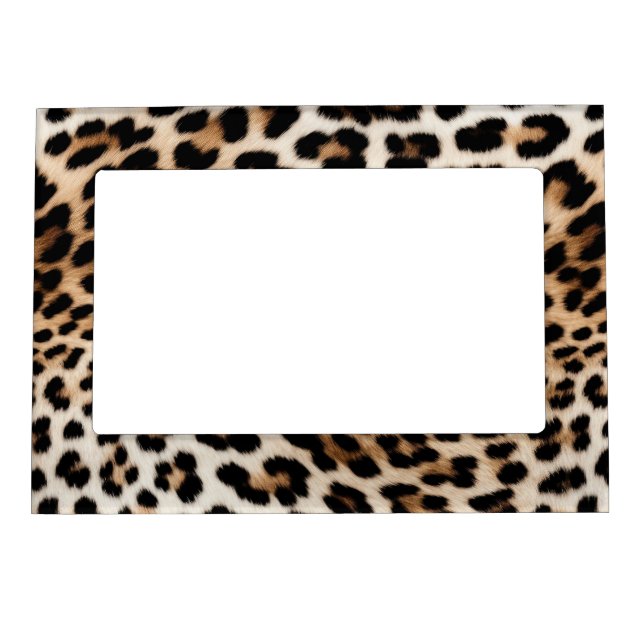 Brown Cream Leopard Print Magnetic Frame (Front)