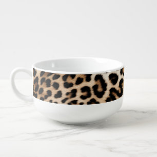 Brown Cream Leopard Print Soup Mug
