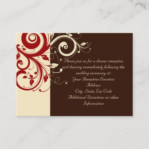 Brown/Cream/Red Reverse Swirl Business Cards