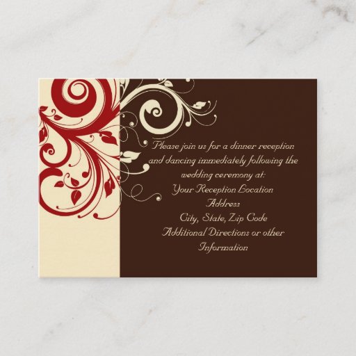 Customizable Brown/Cream/Red Reverse Swirl Business Cards