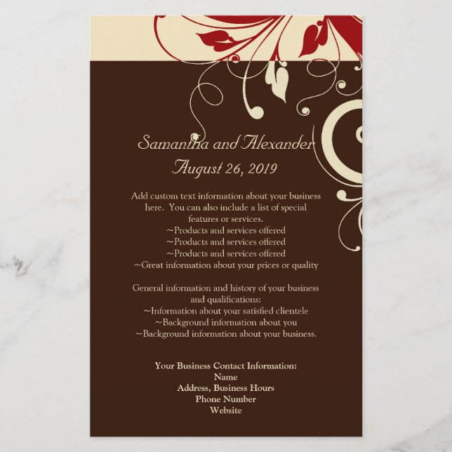 Brown/Cream/Red Reverse Swirl Program/Flyer Flyer (Front)