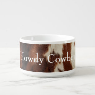 Brown Cream Southwest Cowhide Bowl