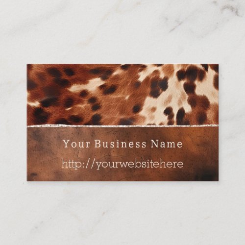 Brown Cream Southwest Cowhide Business Card