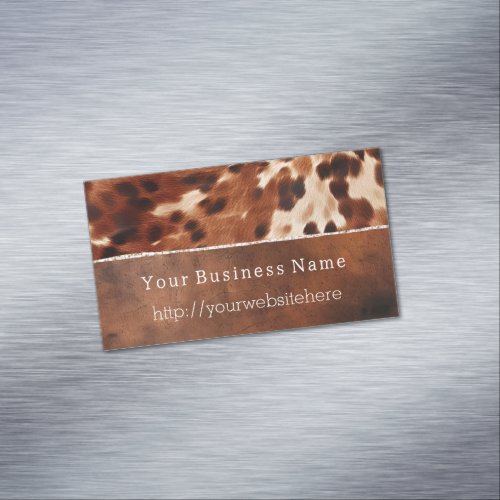 Brown Cream Southwest Cowhide Business Card Magnet