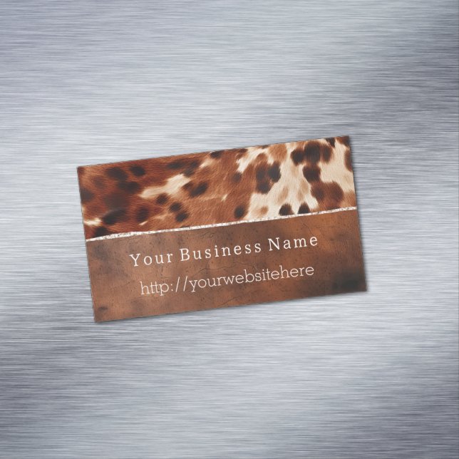 Brown Cream Southwest Cowhide Business Card Magnet (In Situ)