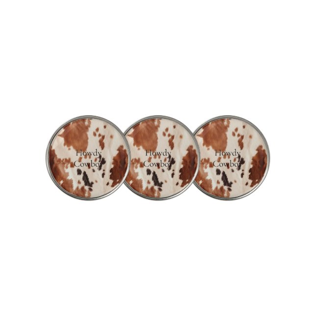 Brown Cream Southwest Cowhide Christmas Golf Ball Marker (3 Up)