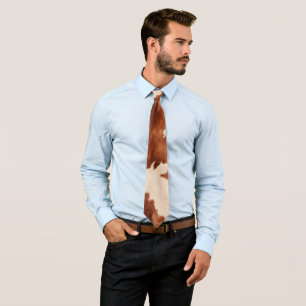 Brown Cream Southwest Cowhide Christmas Neck Tie