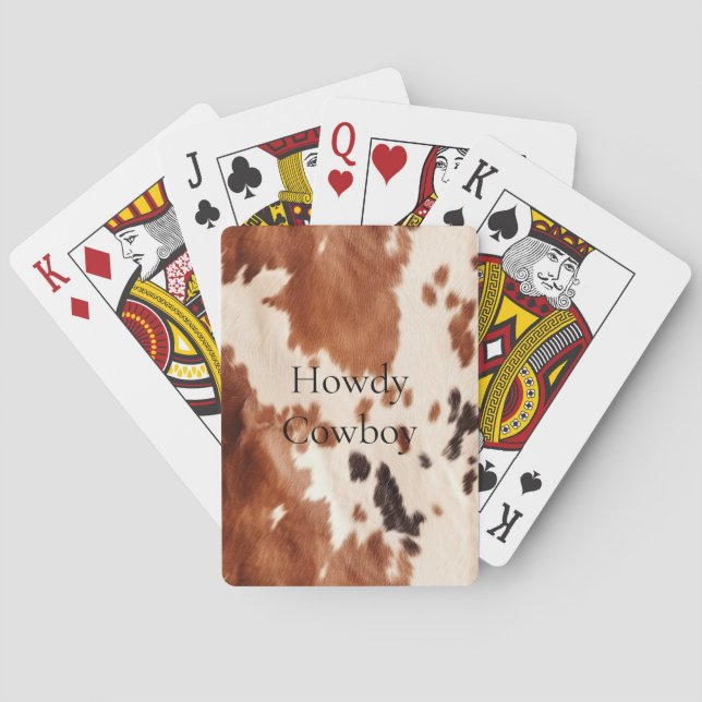 Brown Cream Southwest Cowhide Christmas Poker Cards (Back)