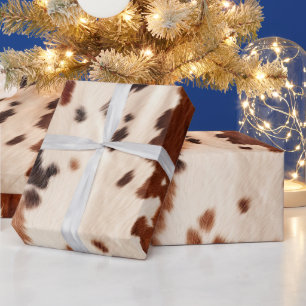 Brown Cream Southwest Cowhide Christmas Wrapping Paper
