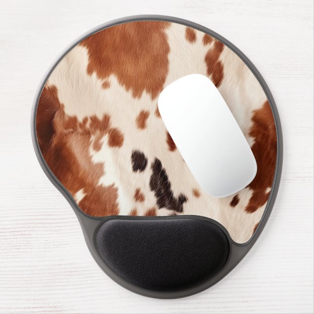 Brown Cream Southwest Cowhide  Gel Mouse Pad (Left Side)