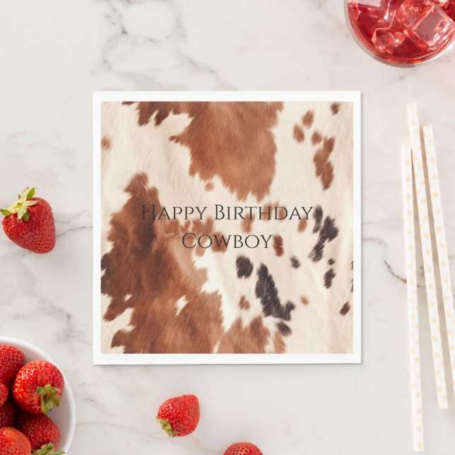 Brown Cream Southwest Cowhide  Napkins (Insitu)