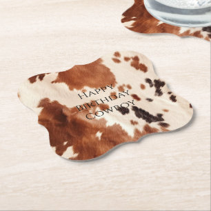 Brown Cream Southwest Cowhide Paper Coaster
