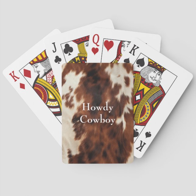Brown Cream Southwest Cowhide Poker Cards (Back)