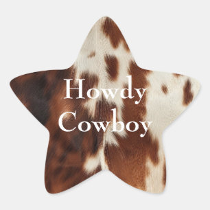 Brown Cream Southwest Cowhide Star Sticker
