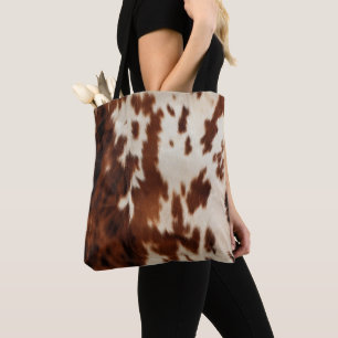 Brown Cream Southwest Cowhide Tote Bag
