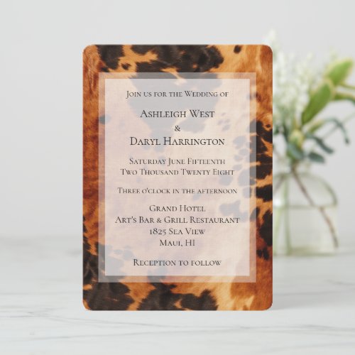 Brown Cream Southwest Cowhide Wedding Invitation