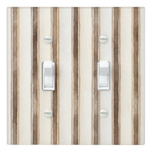 Brown Cream Stripes Light Switch Cover