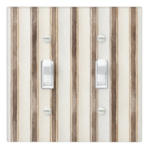 Brown Cream Stripes Light Switch Cover