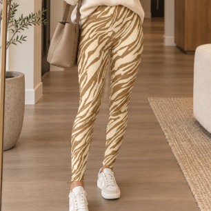 Brown Cream Tiger Stripe Leggings