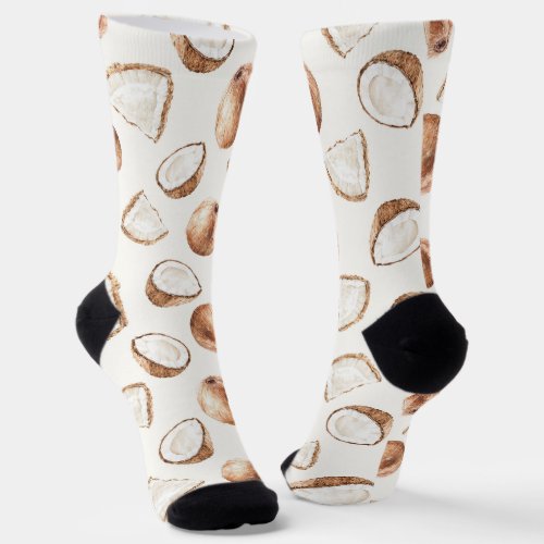 Brown Cream Tropical Coconut  Socks