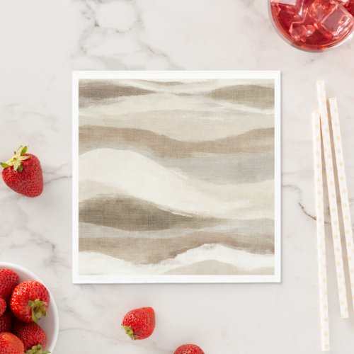 Brown Cream Wavy Abstract Stripes Napkins