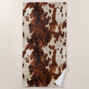 Brown Cream Western Cowhide Beach Towel