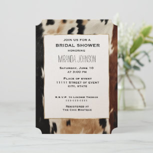 Brown Cream Western Cowhide Bridal Shower Invitation