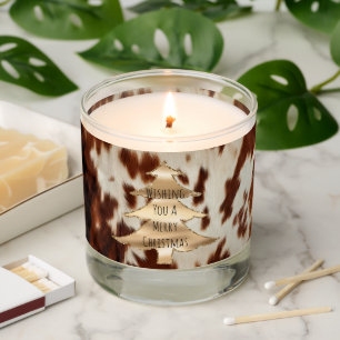 Brown Cream Western Cowhide Christmas Scented Candle