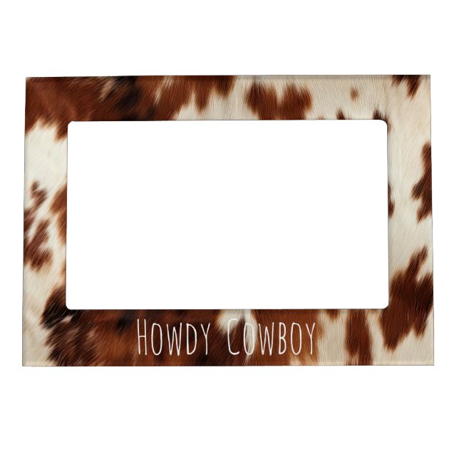 Brown Cream Western Cowhide  Magnetic Frame (Front)
