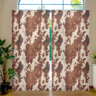 Brown Cream White Cowhide Sheer Curtains