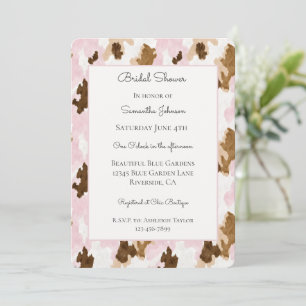 Brown Cream White Pink Cow Print Bridal Shower Invitation