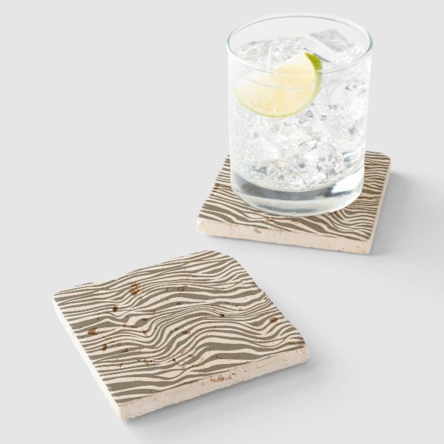 Brown Cream Zebra Animal Stone Coaster (Side)