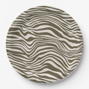 Brown Cream Zebra Print Paper Plates