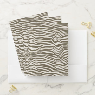 Brown Cream Zebra Print Pocket Folder