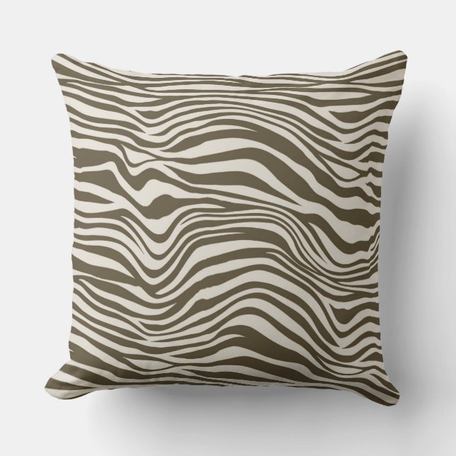 Brown Cream Zebra Print Throw Pillow (Front)
