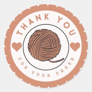 Brown Crochet Thank You Circle Classic Round Sticker
