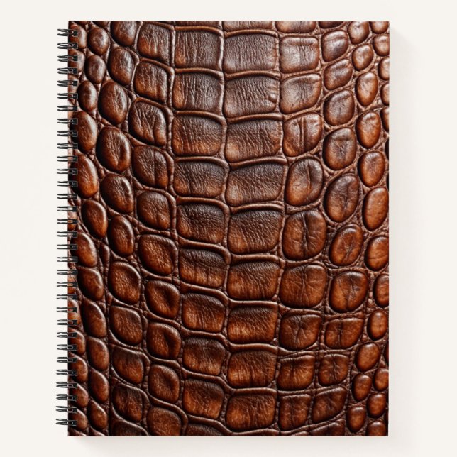 Brown Crocodile Alligator Skin Faux Leather Print Notebook (Front)