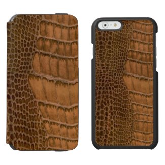 Brown Crocodile Imitation Faux Vegan Animal Print Incipio Watson™ iPhone 6 Wallet Case