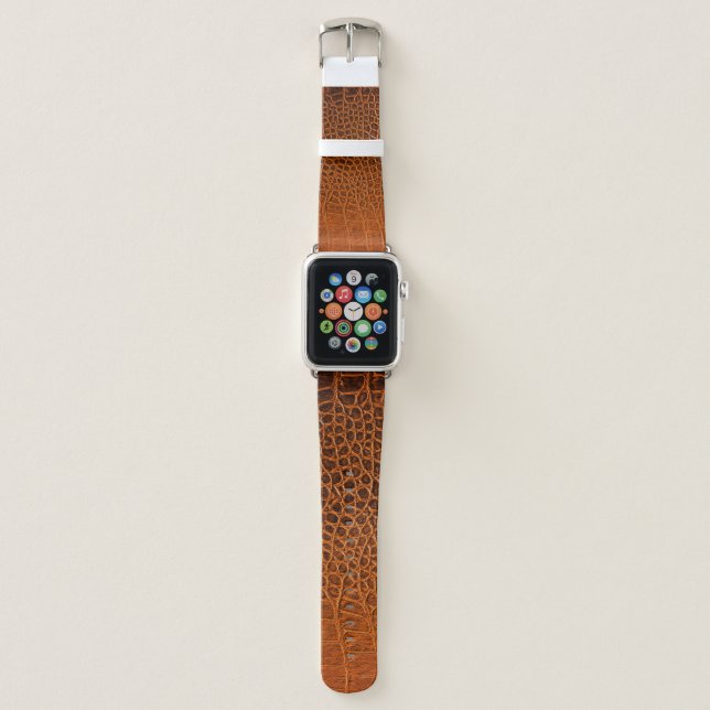 Brown crocodile leather apple watch band (Front)