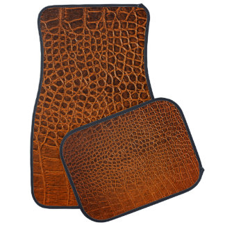 Brown crocodile leather car floor mat