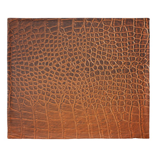 Brown crocodile leather duvet cover (Front)