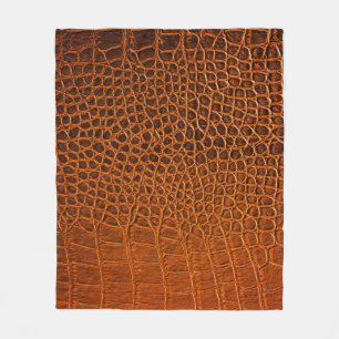 Brown crocodile leather fleece blanket