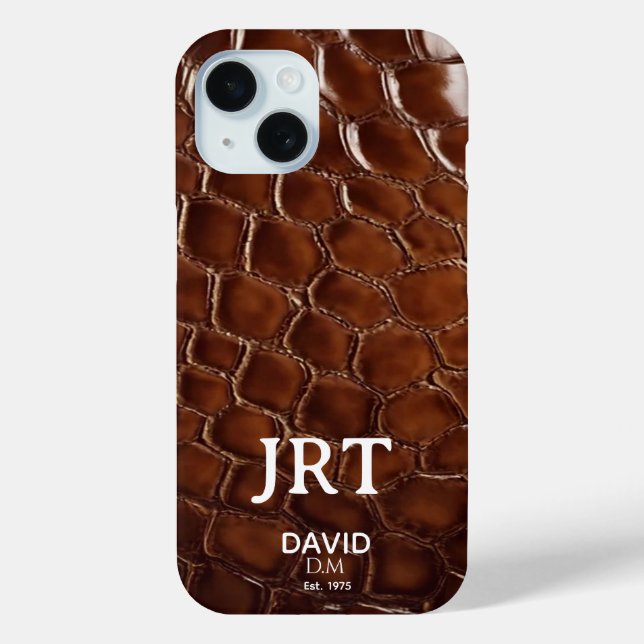  Brown Crocodile Leather Monogram Case-Mate iPhone Case (Back)