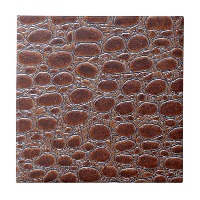 Brown Crocodile Look Ceramic Tile (Front)